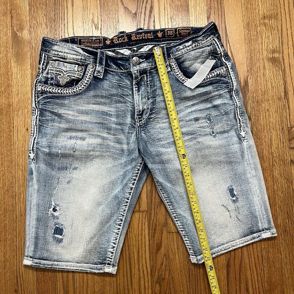 Rock Revival Distressed Denim Jean Shorts Cassius Men's Size 38 New - Picture 4 of 7
